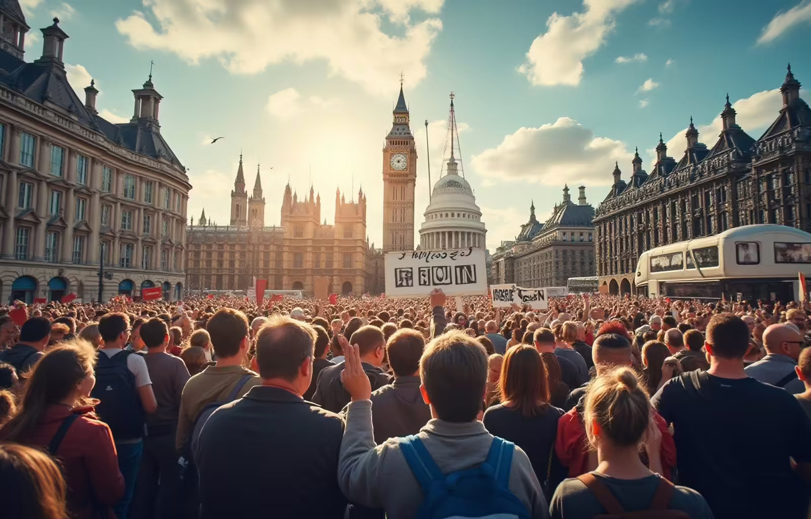 Cientos de manifestantes en el centro de Londres llamaron a que Reino Unido vuelva a formar parte de la Unión Europea, reunidos en la Plaza del Parlamento para pedir el revés al Brexit.